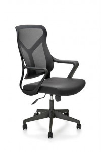 SCAUN DE BIROU SANTO, NEGRU/NEGRU, TAPITERIE DIN STOFA/PLASA SI PICIOARE DIN METAL, STIL MODERN