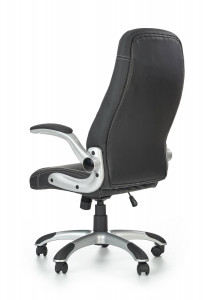 SCAUN DE BIROU SATURN, NEGRU/CROM, TAPITERIE DIN PIELE ECOLOGICA SI PICIOARE DIN METAL, STIL MODERN - Img 2