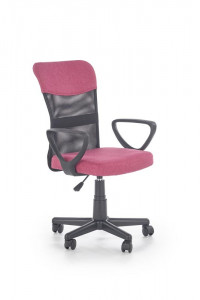 SCAUN DE BIROU TIMMY, ROZ/NEGRU, TAPITERIE DIN STOFA/PLASA SI PICIOARE DIN METAL, STIL MODERN
