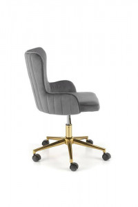 SCAUN DE BIROU TIMOTEO, GRI/AURIU, TAPITERIE DIN CATIFEA SI PICIOARE DIN METAL, STIL MODERN - Img 5