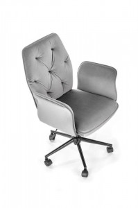 SCAUN DE BIROU TULIP, GRI/NEGRU, TAPITERIE DIN CATIFEA SI PICIOARE DIN METAL, STIL MODERN - Img 2
