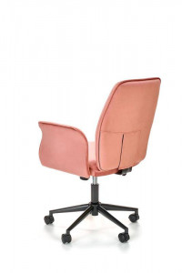 SCAUN DE BIROU TULIP, ROZ/NEGRU, TAPITERIE DIN CATIFEA SI PICIOARE DIN METAL, STIL MODERN - Img 4