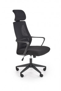 SCAUN DE BIROU VALDEZ, NEGRU/NEGRU, TAPITERIE DIN STOFA/PLASA SI PICIOARE DIN METAL, STIL MODERN