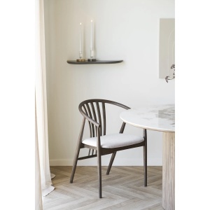 SCAUN DE SUFRAGERIE AGUSTIN, DIN LEMN SI TEXTIL, CULOARE MARO/BEJ, HOUSE NORDIC - Img 7
