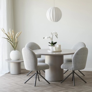 SCAUN DE SUFRAGERIE LANA, DIN METAL SI TEXTIL BOUCLE, CULOARE GRI, HOUSE NORDIC - Img 2