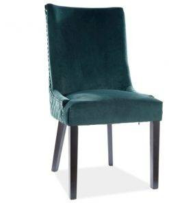 SCAUN DINIG/LIVING LEON VELVET 78, VERDE/NEGRU, DIN CATIFEA SI LEMN, STIL CLASIC, SIGNAL
