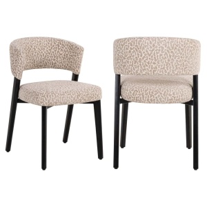 SCAUN DINIG ZENO BEIGE LEOPARD, 214148, CONFECTIONAT DIN POLIESTER, METAL SI SPUMA, BEJ/NEGRU, STIL MODERN