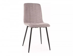 SCAUN DINING ALAN, GRI 07/NEGRU MAT, TAPITERIE DIN STOFA BREGO SI PICIOARE DIN METAL, STIL MODERN