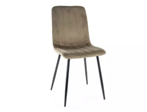 SCAUN DINING ALAN, OLIVE BLUVEL 77/NEGRU MAT, TAPITERIE DIN CATIFEA SI PICIOARE DIN METAL, STIL MODERN