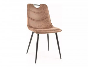 SCAUN DINING ALOE, MARO TAP. 212/NEGRU MAT, TAPITERIE DIN MICROFIBRA SI PICIOARE DIN METAL, STIL MODERN