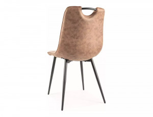 SCAUN DINING ALOE, MARO TAP. 212/NEGRU MAT, TAPITERIE DIN MICROFIBRA SI PICIOARE DIN METAL, STIL MODERN - Img 2