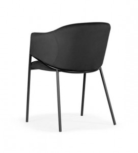 SCAUN DINING ANTALA, NEGRU/NEGRU, TAPITERIE DIN CATIFEA SI PICIOARE DIN METAL, STIL MODERN, ATR - Img 4