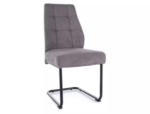 SCAUN DINING APRIL, GRI 11/NEGRU MAT, TAPITERIE DIN STOFA VARDO SI PICIOARE DIN METAL, STIL MODERN
