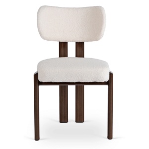 SCAUN DINING, ARTIM MEBLE, REALIZAT DIN METAL SI TEXTIL BOUCLE, CULOARE NUC/CREM, STIL MODERN - Img 2