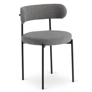 SCAUN DINING, ARTIM MEBLE, REALIZAT DIN METAL SI TEXTIL BOUCLE, CULOARE NEGRU/GRI, STIL MODERN