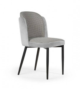 SCAUN DINING BEETLE, GRI/ALB/NEGRU, TAPITERIE DIN CATIFEA SI STOFA SI PICIOARE DIN METAL, STIL MODERN