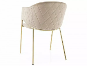 SCAUN DINING, BEJ BLUVEL 28/AURIU, TAPITERIE DIN CATIFEA SI PICIOARE DIN METAL, STIL MODERN - Img 3