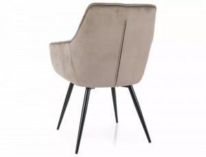 SCAUN DINING, BEJ BLUVEL 40/NEGRU MAT, TAPITERIE DIN CATIFEA SI PICIOARE DIN METAL, STIL MODERN - Img 2