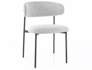 SCAUN DINING, BEJ TAP 231/NEGRU MAT, TAPITERIE DIN STOFA SI METAL, STIL MODERN