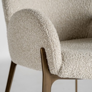 SCAUN DINING BESNE, BEJ, REF. 35239, PRELUCRAT MANUAL, CONFECTIONAT DIN METAL SI TEXTIL, STIL MODERN - Img 5
