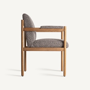 SCAUN DINING BEZIER, GRI/NEGRU, REF. 34458, PRELUCRAT MANUAL, CONFECTIONAT DIN LEMN DE CAUCIUC, SPUMA SI TEXTIL, STIL MODERN - Img 3