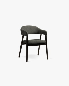 SCAUN DINING/BIROU ANDRA, GRI INCHIS, TAPITAT CU TAPITERIE DIN TEXTIL CHENILLE REBEL SI LEMN MASIV, MICADONI - Img 2