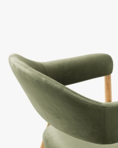 SCAUN DINING/BIROU ANDRA, VERDE, TAPITAT CU TAPITERIE DIN TEXTIL CATIFEA MAGIC VELVET SI LEMN MASIV, MICADONI - Img 5