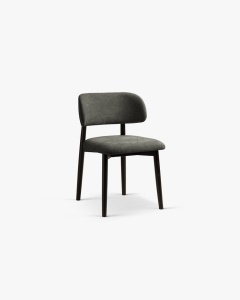 SCAUN DINING/BIROU EVAN, GRI INCHIS, TAPITAT CU TAPITERIE DIN TEXTIL CHENILLE REBEL SI LEMN MASIV, MICADONI