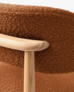 SCAUN DINING/BIROU EVAN, SCORTISOARA, TAPITAT CU TAPITERIE DIN TEXTIL BOUCLE BALOO SI LEMN MASIV, MICADONI - Img 4