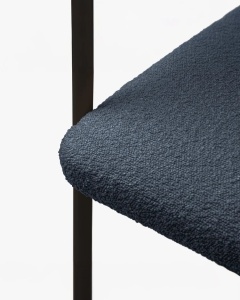 SCAUN DINING/BIROU LEA, ALBASTRU INCHIS/NEGRU, TAPITAT CU TAPITERIE DIN TEXTIL BOUCLE BALOO SI METAL, MICADONI - Img 4