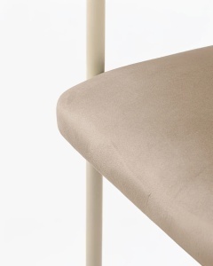SCAUN DINING/BIROU LEA, BEJ ALUNA/CREM, TAPITAT CU TAPITERIE DIN TEXTIL CATIFEA MAGIC VELVET SI METAL, MICADONI - Img 4