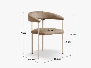 SCAUN DINING/BIROU LEA, CARAMIZIU/CREM, TAPITAT CU TAPITERIE DIN TEXTIL BOUCLE BALOO SI METAL, MICADONI - Img 5