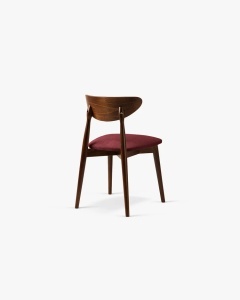 SCAUN DINING/BIROU LEON, BORDO, TAPITAT CU TAPITERIE DIN TEXTIL CHENILLE REBEL SI LEMN MASIV, MICADONI - Img 4