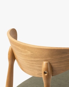 SCAUN DINING/BIROU LEON, VERDE DESCHIS, TAPITAT CU TAPITERIE DIN TEXTIL CHENILLE REBLE SI LEMN MASIV, MICADONI - Img 5