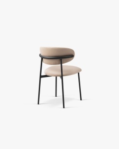 SCAUN DINING/BIROU NINA, BEJ MIGDALA, TAPITAT CU TAPITERIE DIN TEXTIL MAGIC VELVET SI METAL, MICADONI - Img 2