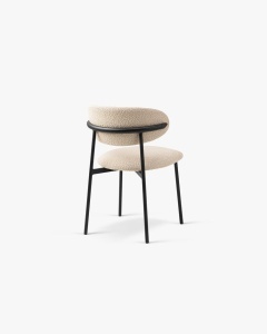 SCAUN DINING/BIROU NINA, BEJ, TAPITAT CU TAPITERIE DIN TEXTIL BOUCLE BALOO SI METAL, MICADONI - Img 2