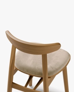 SCAUN DINING/BIROU OSOS, BEJ/NUC AMERICAN, TAPITAT CU TAPITERIE DIN TEXTIL CATIFEA VENUS SI LEMN MASIV, MICADONI - Img 2