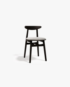 SCAUN DINING/BIROU OSOS, GRI DESCHIS/WENGE, TAPITAT CU TAPITERIE DIN TEXTIL STRUCTURAT BABEL SI LEMN MASIV DE FAG, MICADONI