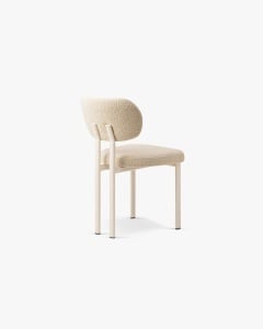 SCAUN DINING/BIROU SAM, BEJ, TAPITAT CU TAPITERIE DIN TEXTIL BOUCLE BALOO SI METAL, MICADONI - Img 2