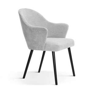 SCAUN DINING BJORG, GRI/NEGRU, TAPITERIE DIN STOFA SI PICIOARE DIN LEMN, STIL MODERN - Img 1