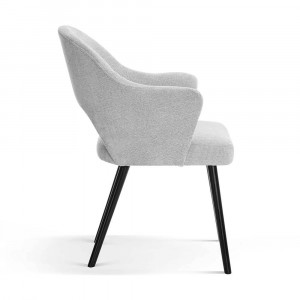 SCAUN DINING BJORG, GRI/NEGRU, TAPITERIE DIN STOFA SI PICIOARE DIN LEMN, STIL MODERN - Img 3