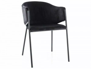 SCAUN DINING BONO, NEGRU BLUVEL 19/NEGRU MAT, TAPITERIE DIN CATIFEA SI PICIOARE DIN METAL, STIL MODERN
