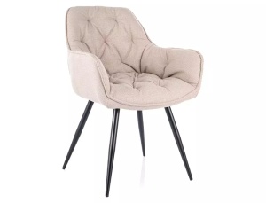 SCAUN DINING CHERRY, BEJ 24/NEGRU MAT, TAPITERIE DIN STOFA BJORN SI PICIOARE DIN METAL, STIL MODERN