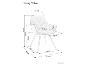 SCAUN DINING CHERRY, BEJ BLUVEL 28/NEGRU MAT, TAPITERIE DIN CATIFEA SI PICIOARE DIN METAL, STIL MODERN - Img 8