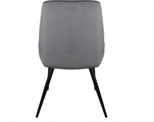 SCAUN DINING, GRI BLUVEL 14/NEGRU MAT, TAPITERIE DIN CATIFEA SI PICIOARE DIN METAL, STIL MODERN - Img 2