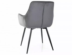 SCAUN DINING, GRI BLUVEL 14/NEGRU MAT, TAPITERIE DIN CATIFEA SI PICIOARE DIN METAL, STIL MODERN - Img 3