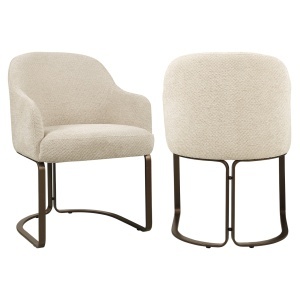 SCAUN DINING, HADLEY, REALIZAT DIN METAL SI TEXTIL IGNIFUG, CULOARE ALB CREM, DESIGN DEOSEBIT, RICHMOND INTERIORS