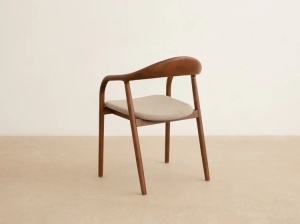 SCAUN DINING, ILLA, DIN TEXTIL SI LEMN, MARO/BEJ, MICADONI, STIL MODERN - Img 4