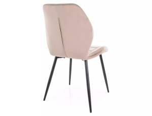 SCAUN DINING JAKE, BEJ BLUVEL 40/NEGRU MAT, TAPITERIE DIN CATIFEA SI PICIOARE DIN METAL, STIL MODERN - Img 2