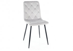 SCAUN DINING JERRY, GRI DESCHIS BLUVEL 03/NEGRU MAT, TAPITERIE DIN CATIFEA SI PICIOARE DIN METAL, STIL MODERN